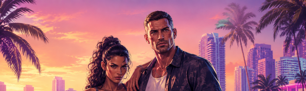 GTA6の主人公ジェイソンとルシアの公式ビジュアル
