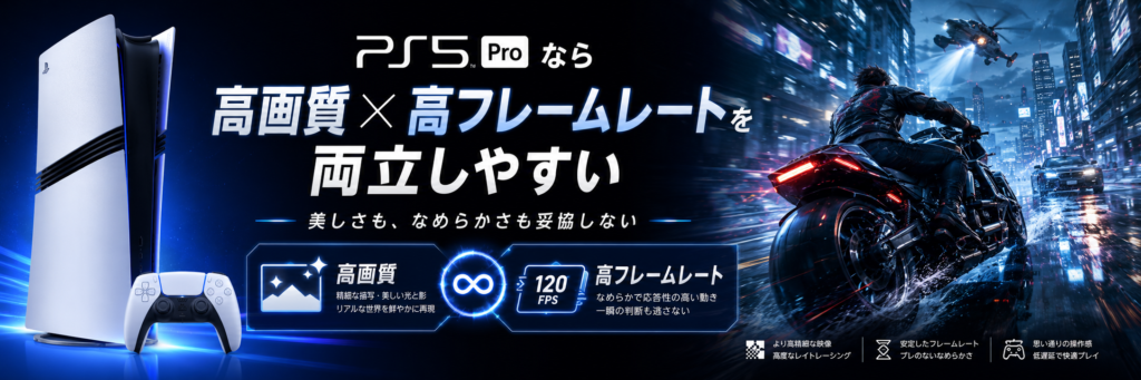 PS5Proなら高画質高フレームレートを両立しやすいことを示した画像