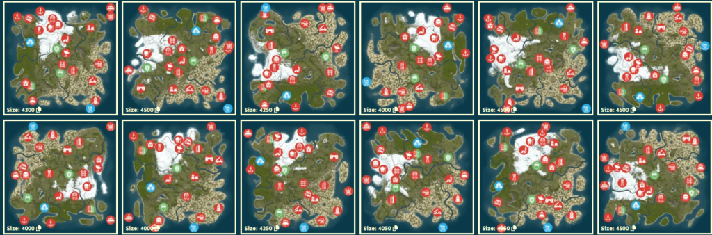 rustmapsで絞り込んだ様子