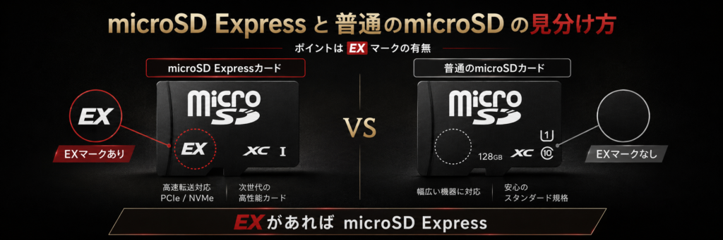 MicroSD Expressと普通のMicro SDの見分け方について