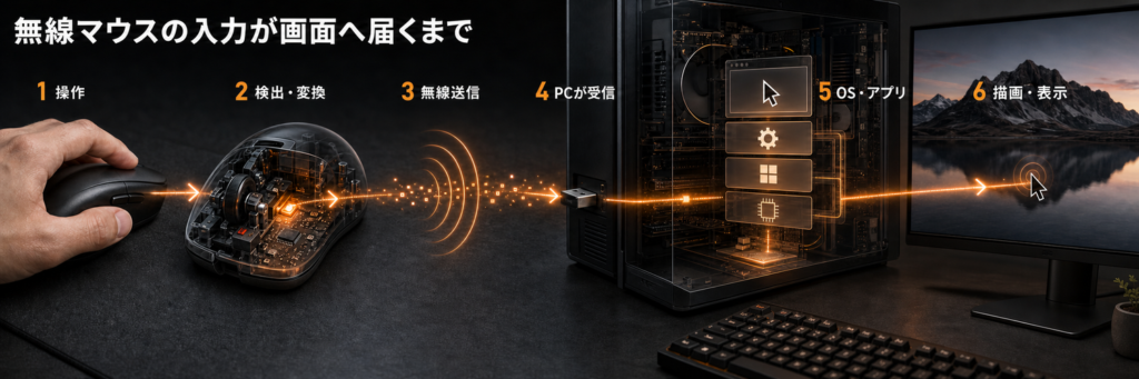 無線ゲーミングマウスの遅延が発生する入力経路